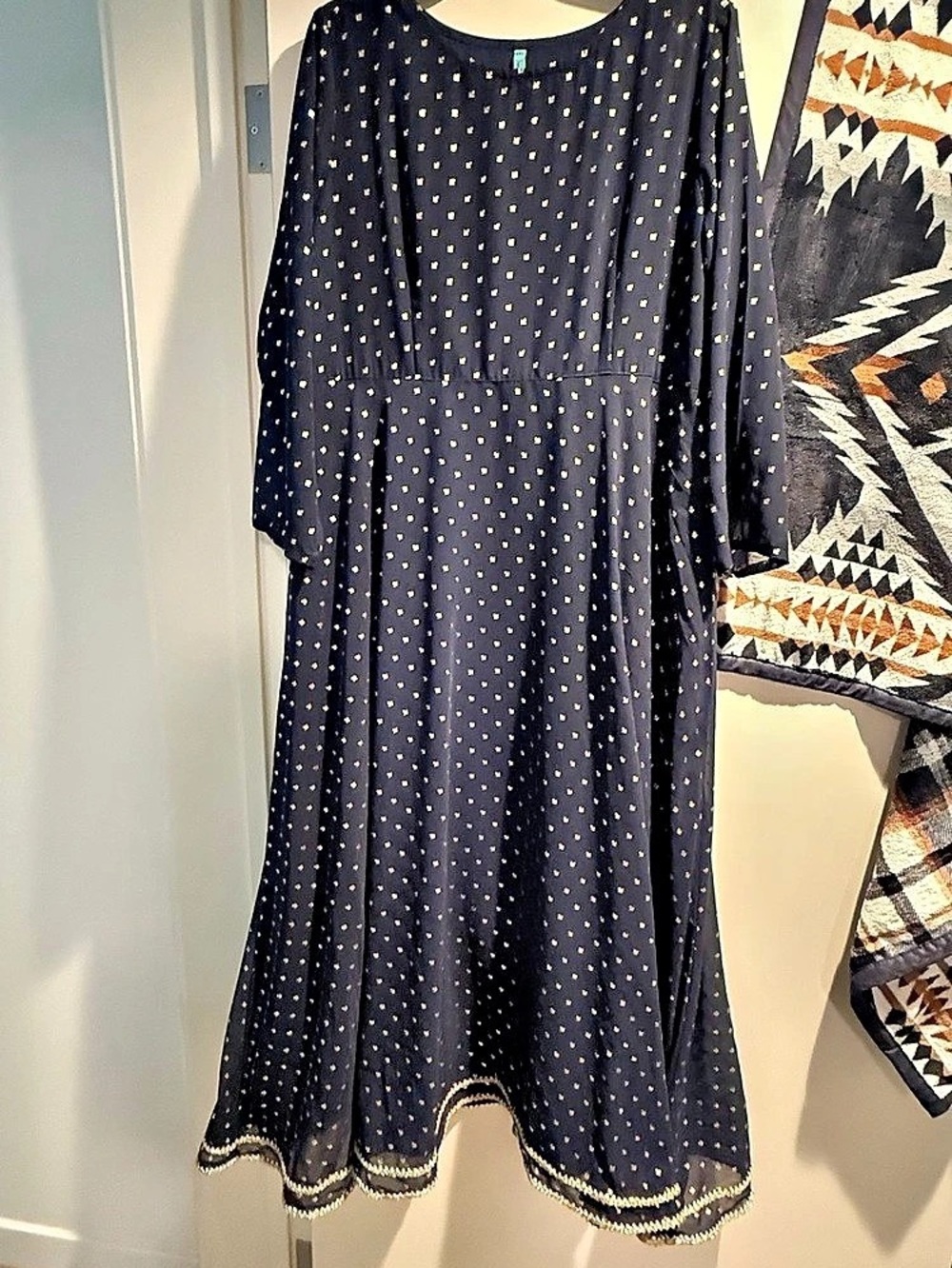 J.Crew Polka Dot Midi Dress in Blue Size 3XL